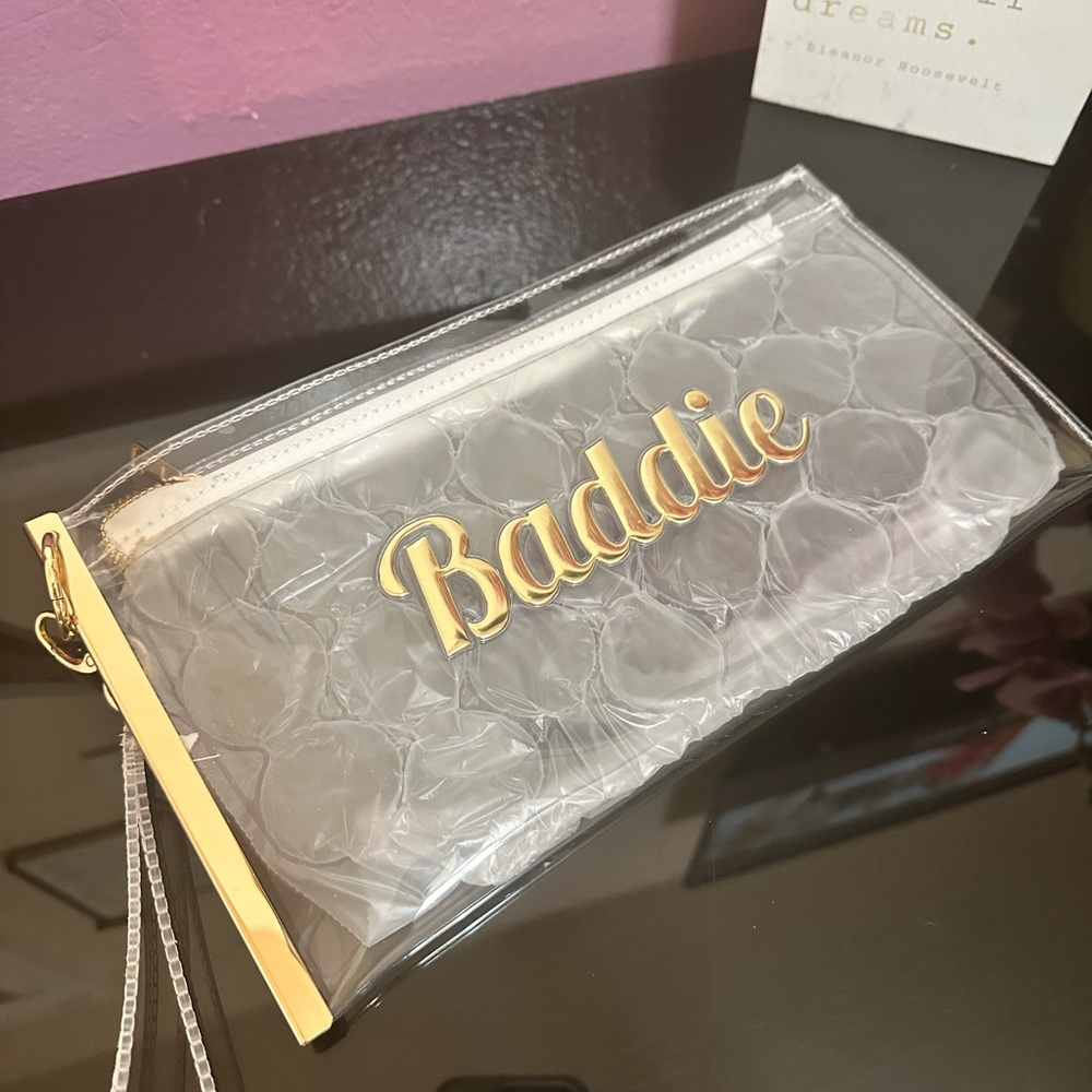 ‘Baddie’ clear see-through clutch